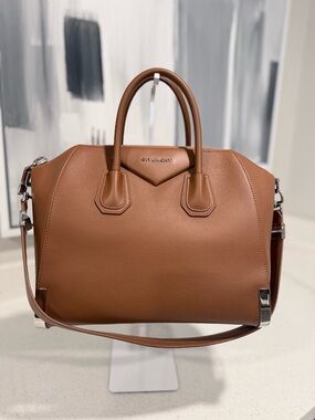 Givenchy Brown Leather Satchel with Detachable Strap